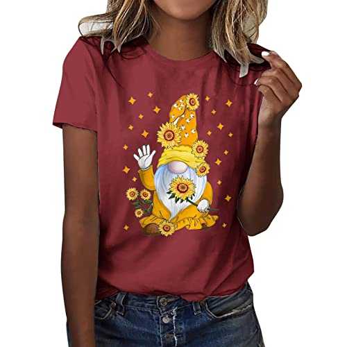Blouses for Women UK Elegant Women's Classic Version Type Cotton Short Sleeve Crewneck T Shirt Fun Printed Festival Turtle Tees Mesh Tops for Women
