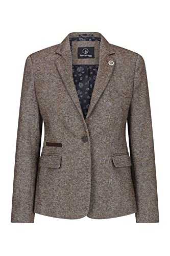 TruClothing Womens Tweed Blazer Jacket 1920s Vintage Elbow Patch Waistcoat Blinders Tan