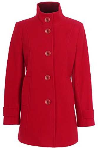 Busy Clothing Women Red Wool Blend High Neck Coat