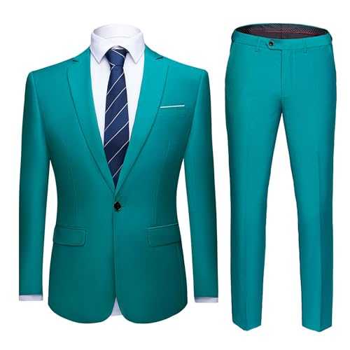 Men's Casual Work Office Suit Set Button Slim Fit 3-Piece Prom Blazer Solid Business Suits Formal Party