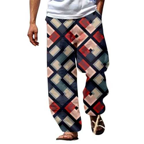 Harem Pants Mens Wide Printed Pant Beach Pants | Smart Yoga Pants Straight Fit Joggers Tracksuit Bottoms | Lounge Trousers Hip Hop Pants Comfort Holiday Pants | Elasticated Waist Drawstring Pants