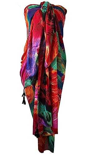 Brightly Colored Large Sarong Shawl Blanket Wrap with Tassels Summer Hoiiday Fashion Beachwear Swimwear Bikini Coverup Multicoloured