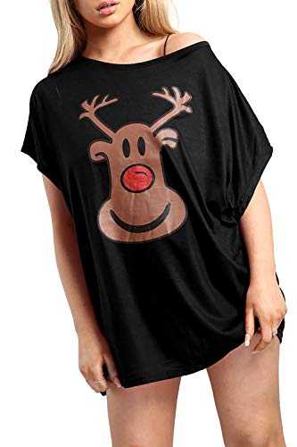 Fashion Star Xmas Womens Baggy Batwing Sleeve T Shirt Top