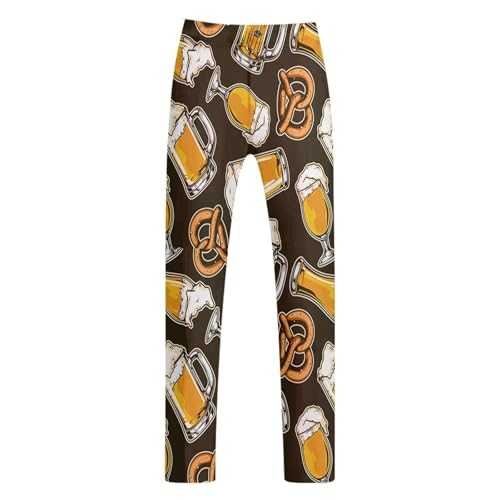 Suit Trousers for Men Oktoberfest, Men's Loose Fit Fashion Casual Trousers, Men's 3D Beer Print Straight Casual Suit Trousers, Lightweight Comfortable Chino Trousers for Men, Fabric Trousers for