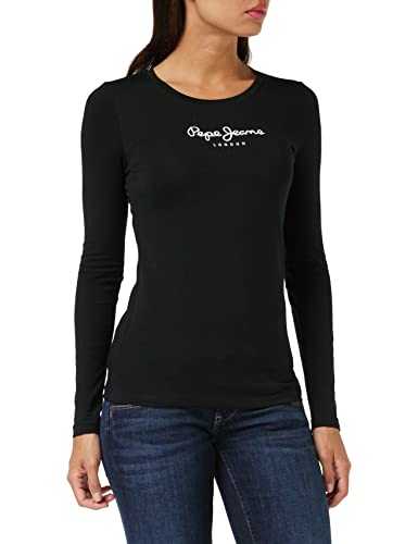 Pepe Jeans Women's New Virginia T-Shirt Slim Fit Long Sleeve Blue