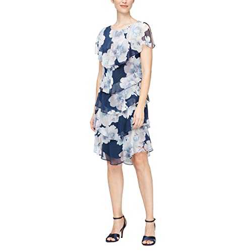 S.L. Fashions Women's Pebble Tier Dress (Petite and Regular Sizes) Special Occasion