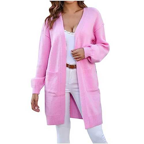 AMhomely Jumper Cardigan Women Long Ladies Soft Knit Cardigans Sweater Ripper Trim Knitted Coats Open Front Cardigan Plaid Knitted Jumper Jacket Outwear With Pocket No Button Casual Warm Knitwear