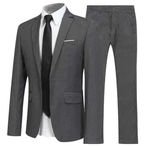 Allthemen Mens Suits 2 Piece Slim Fit Wedding Dinner Tuxedo Business Casual Jacket Trousers