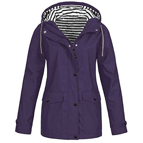 Women's Lightweight Hooded Rain Jackets Outdoors Raincoat Waterproof Long Trench Coats Plus Size Lined Windbreaker Windproof Rain Coat Travel Jacket Hiking Outfits