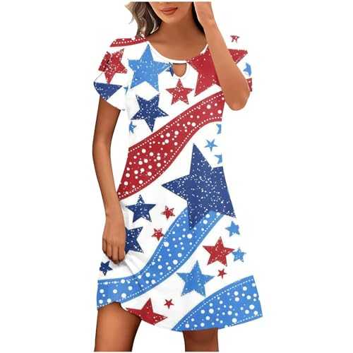 T Shirts Dresses for Women UK Sale Clearance Short Sleeve Round Neck Midi Dress Ladies Elegant Party Dress Beach Holiday Tunic Dresses Loose Casual Print A-Line Dress