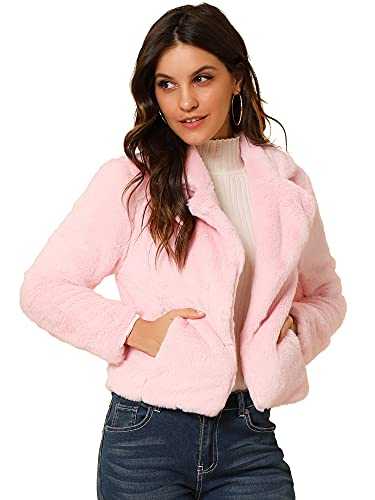 Allegra K Women's Cropped Faux Fur Jacket Lapel Cardigan Shrug 2023 Winter Fluffy Faux Fur Coat