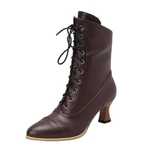 SKTIISN Womens Boots Fashion Chunky Retro Boots Heels Shoes Short Breathable Women'S Zipper High Women'S Boots Gothic Boots Lowest Price Guarantee Short Wellies Women Size 6 Cowgirl Boots White Ankle