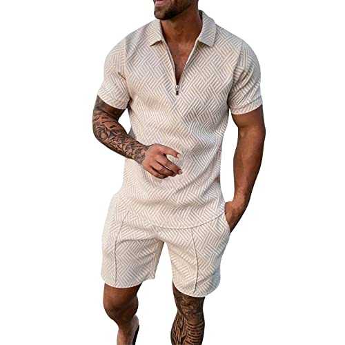 NQyIOS Men's Short Sleeve Polo Shirt & Shorts Set 2 Piece Summer Tracksuit Short Sleeve Polo Shirt and Shorts Set Casual Sport Suit Jogger Suit Exercise Fitness Sportswear Sweatshirts Sales Clearance