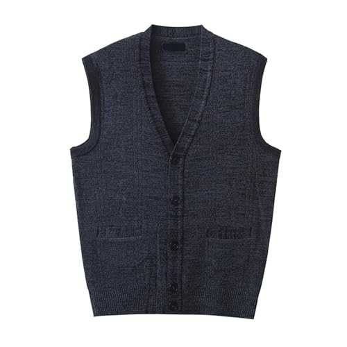 Generic Men's Wool Blend Sleeveless V-Neck Cable Knit Cardigan
