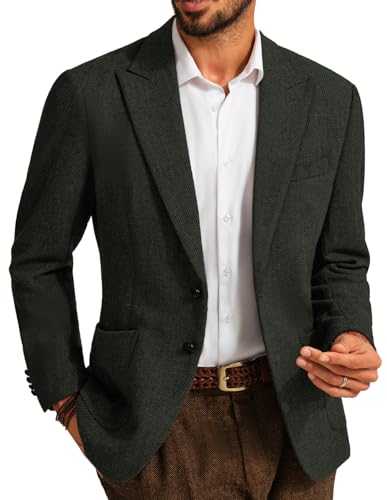 PJ PAUL JONES Men's Sporty Regular Fit Wool Tweed British Blazer Modern Suit Jacket for Men
