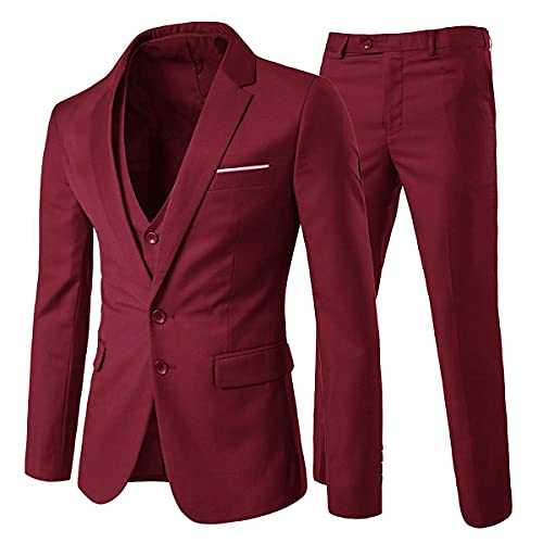 Allthemen Mens Suits 3 Piece Regular Slim Fit Wedding Tuexedo Suit for Men Business Casual Wedding Suits Jacket Blazer Waistcoat Trousers