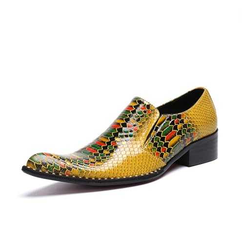 Men's Leather Dress Crocodile Print Loafers Fashion Slip on Derby Oxfords Shoes Business Casual Wedding Party Dress Shoes for Men