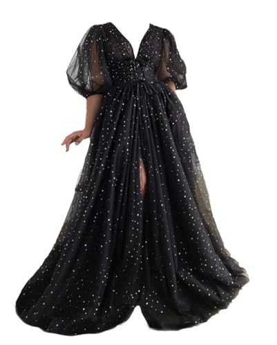 Puffy Sleeve Fairy Prom Dresses 2023 Flower Embroidery Tulles Evening Party Gowns Flower Ball Gown for Women RO011