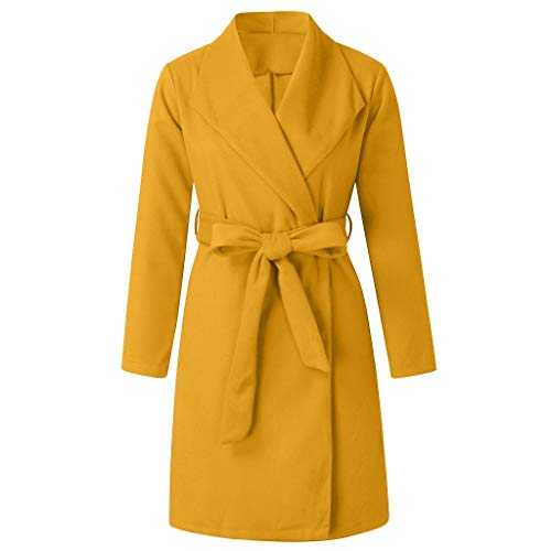 Women Winter Lapel Windbreaker Long Trench Coat Classic Wool Parka Winter Spring Warm Jacket Ladies Long Sleeve Cardigan Top Outerwear Overcoat