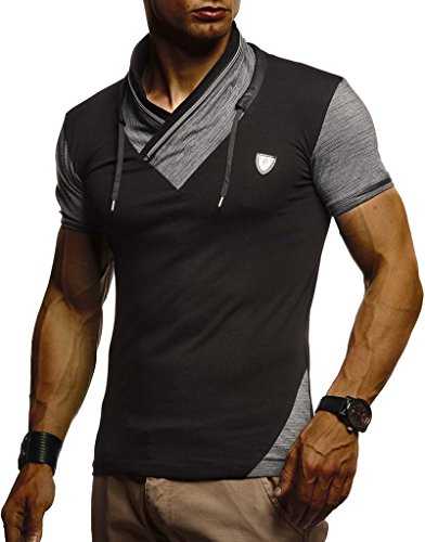 Leif Nelson Men's T-Shirt Stand-Up Collar LN-805