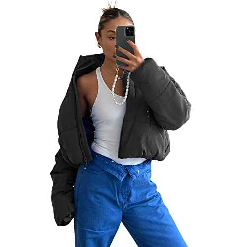FeMereina Women's Crop Short Jacket Cropped Puffer Fashion Jackets for Women Warm Winter Lightweight Coat