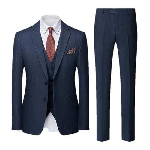 Men's 3-Piece Suit – Wedding Party Dress Stripe Decoration Jacket Vest Pants Slim Fit Set