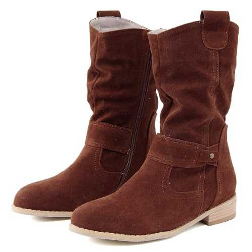 SKTIISN Suede Knee High Boots Womens Zipper Warm Vintage Leather Women Keep Toe Boots Boots Round Shoes Heel Women'S Boots Cowboy Boots White Western Boots Wide Fit Ankle Promo Boots Wide Calf