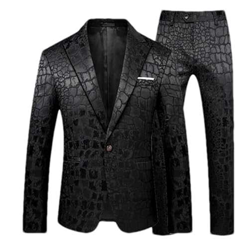 Eesuei Jacquard Suit Men Business Banquet Wedding Party Groom Swallowtail Dress Men's Slim Fit Blazers Pants