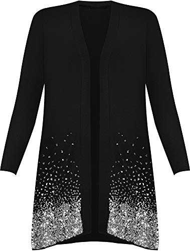 New Plus Size Ladies Sequin Cardigan Long Sleeve Womens Sparkle Top Plus Sizes 12-30