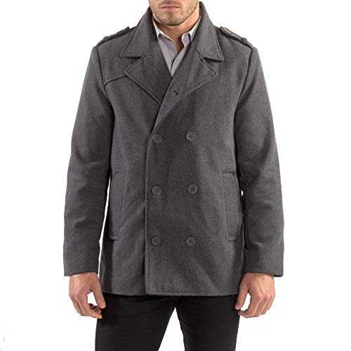 alpine swiss Jake Mens Wool Pea Coat Double Breasted Peacoat Jacket