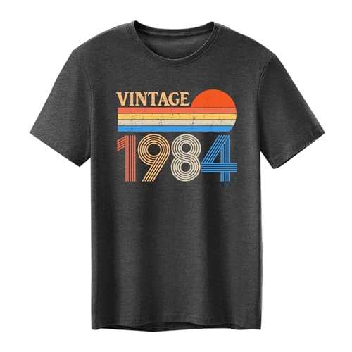 tiorhooe Vintage 1984 Shirt Men 40 Years Old T-Shirt Retro 40th Birthday Gift Shirts