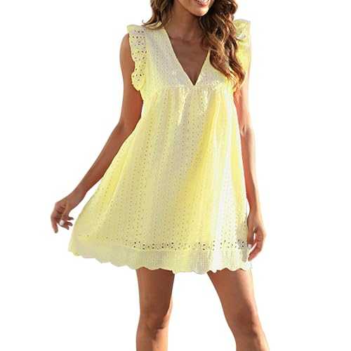 AMDOLE Women's Summer Dresses Cutout Pocket Liner Shorts V Neck Plus Size Dress Holiday Dresses for Women UK