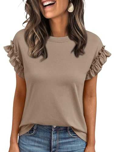 AUTOMET Womens Short Sleeve Tops Summer Tshirts Casual 2025 Cute Ruffle Crewneck Trendy Fashion Dressy Cute Work Outfits
