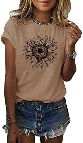 Cicy Bell Women's Sunflower T Shirt Summer Short Sleeve Cute Graphic Loose Tees Tops