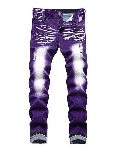 qcdyrxf Men's Jeans Skinny Slim Fit Stretch Jeans for Men Denim Washed Pants