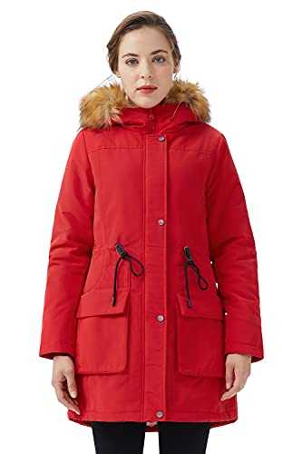 Orolay Women's Thicken Fleece Lined Parka Winter Coat Hooded Jacket with Removable Fur Collar