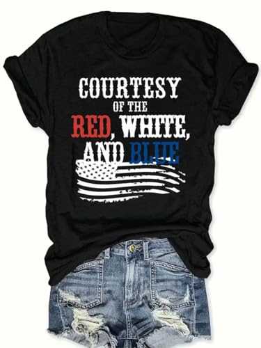 kfulemai Womens American Flag Heart Shirts 4th of July Print T-Shirt Patriotic Graphic Tee Independence Day Short Sleeve