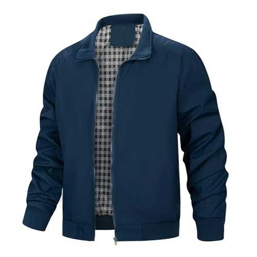 Mens Bomber Jackets Lightweight Casual Windbreaker Baseball Sports Hiking Jacket Outwear with Zip Pockets
