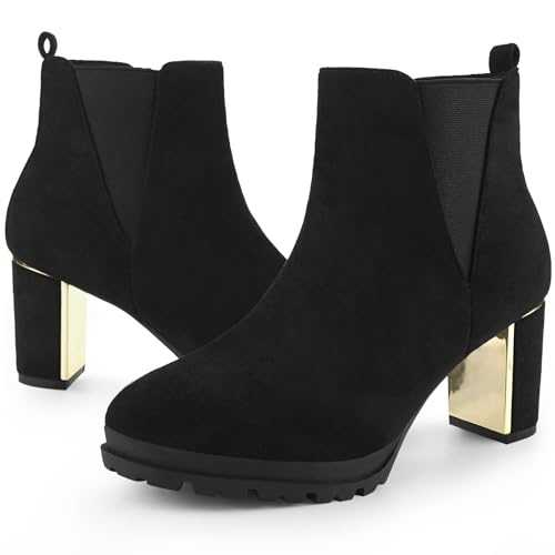 Perphy Platform Chelsea Boot Round Toe Chunky Heels Ankle Boots for Women