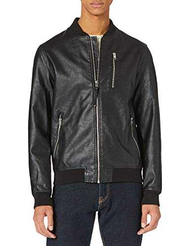 JACK & JONES Men's Jjflake Bomber Faux Leather Jacket