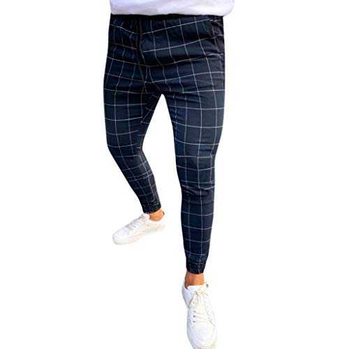 NQyIOS Men's Trousers Casual Lightweight Elastic Waist Joggers with Zip Pockets & Drawstring for Gym, Running, Walking, Jogging Joggers Tracksuit Sweatpants Sweat Pants Men Chinos Pants for Men