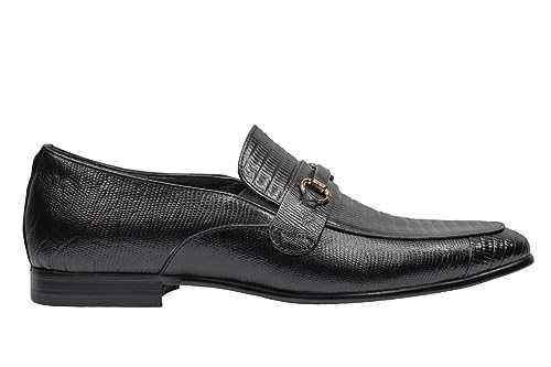 Real Leather Black Printed Shoes with Buckle