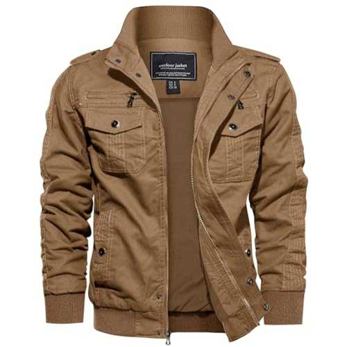 EKLENTSON Men's Casual Cotton Military Bomber Jacket Winter Outerwear Windbreaker Cargo Jacket Multi Pockets