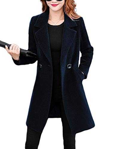 Omoone Women's Long Sleeve Slim Fit Warm Winter Wool Blend Pea Coat Overcoat