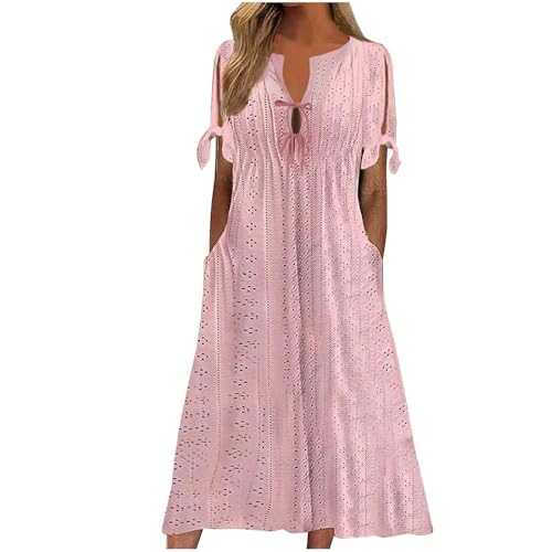 Summer Dresses for Women UK 2025 Extra Long Casual Floral Boho Dress Sleeveless V Neck Pleated Beach Holiday Tank Skirt Women's Solid Colour Plus Size Comfortable Leisure Skirts