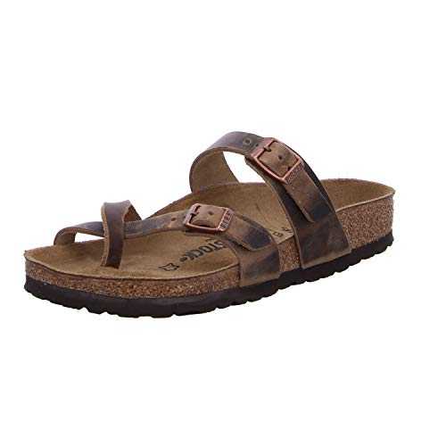 Women's Mayari Tabacco Brown, Oiled Leather Sandals, 9 UK