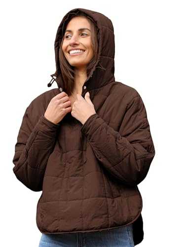 AMEBELLE Women's Oversized Hooded Puffer Jacket Quilted Lightweight Winter Warm Pullover Padded Hoodies Coat