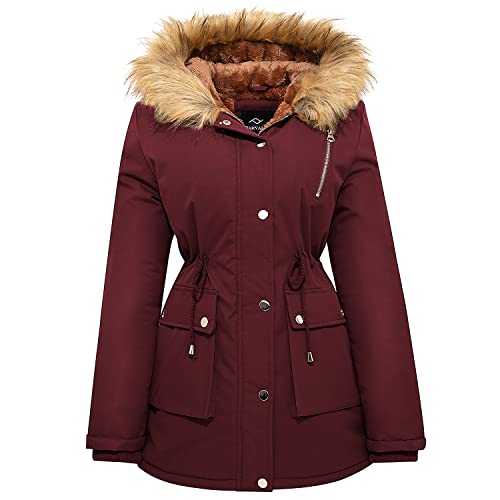 FARVALUE Womens Water-reprllent Winter Coat Thicken Puffer Jacket Warm FLeece Lined Parka with Fur Hood