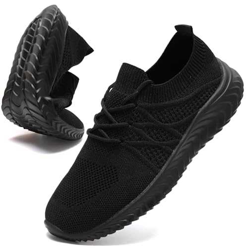 UNQWQZ Mens Trainers Running Gym Shoes Lightweight Walking Tennis Trainers Comfortable Outdoor Fashion Sneakers for Sports Jogging Fitness Slip On