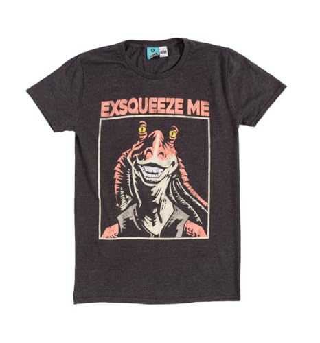 Star Wars Jar Jar Binks Exsqueeze Me Charcoal Marl T Shirt